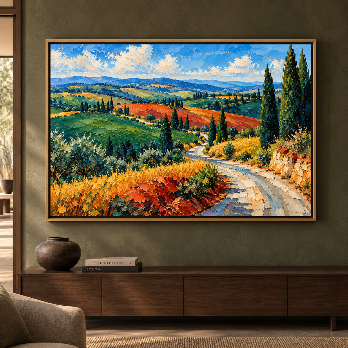 Tuscan Countryside Textured Landscape Canvas Art