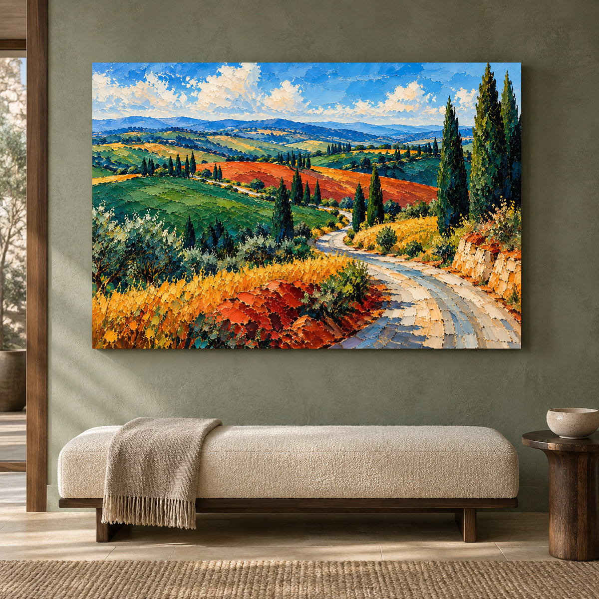 Tuscan Countryside Textured Landscape Canvas Art