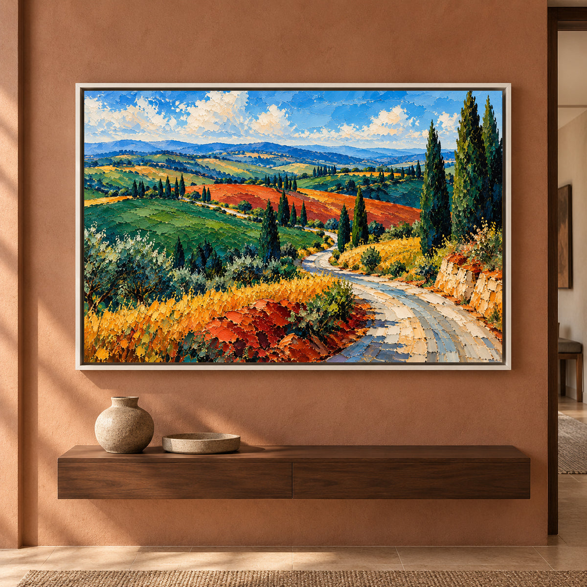 Tuscan Countryside Textured Landscape Canvas Art