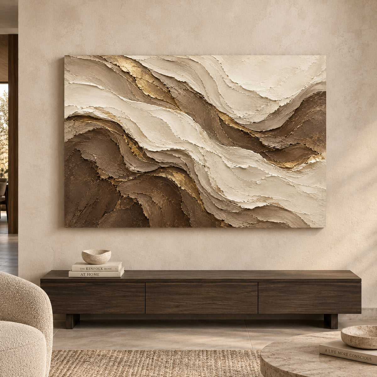 Sculpted Earth Neutral Textured Abstract Canvas Art