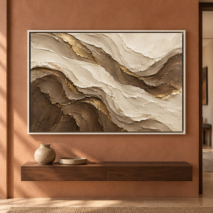 Sculpted Earth Neutral Textured Abstract Canvas Art
