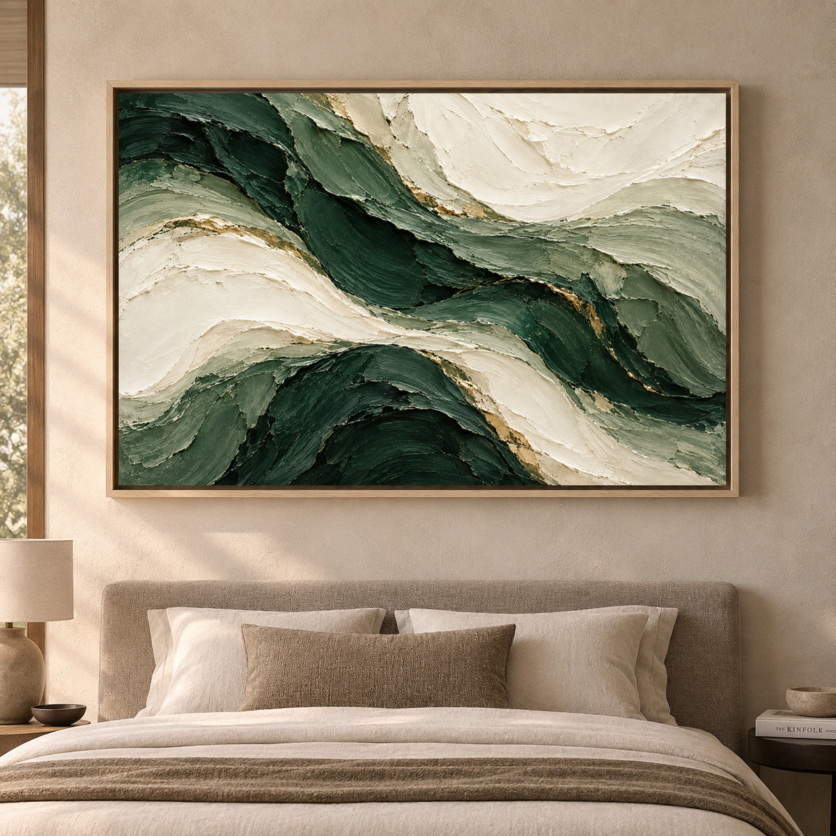 Emerald Currents Sculpted Textured Abstract Canvas Art