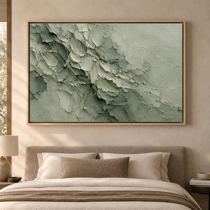 Sage Green Monochrome Textured Abstract Canvas Art