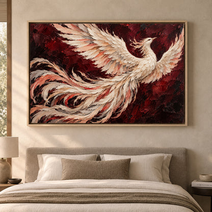 Crimson Phoenix Textured Bird Canvas Art