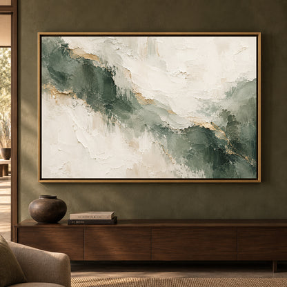 Sage Ivory Organic Texture Abstract Canvas Art