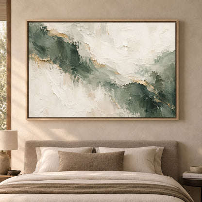 Sage Ivory Organic Texture Abstract Canvas Art