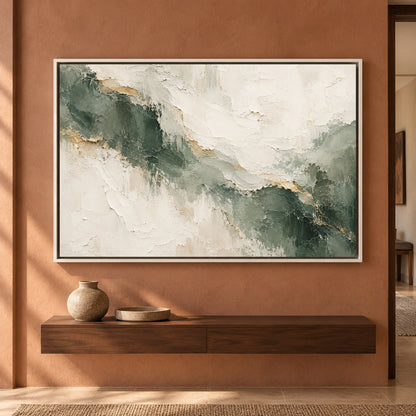 Sage Ivory Organic Texture Abstract Canvas Art