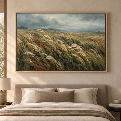Windswept Meadow Textured Landscape Canvas Art