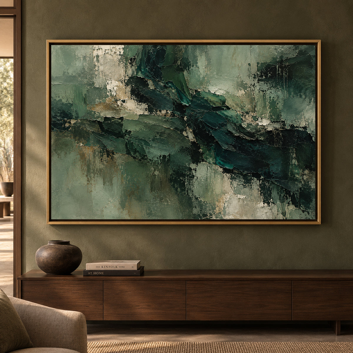 Emerald Passage Textured Abstract Canvas Art