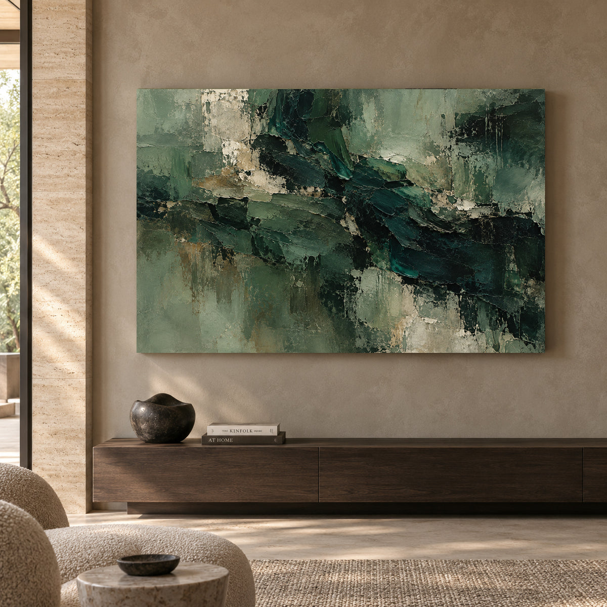 Emerald Passage Textured Abstract Canvas Art