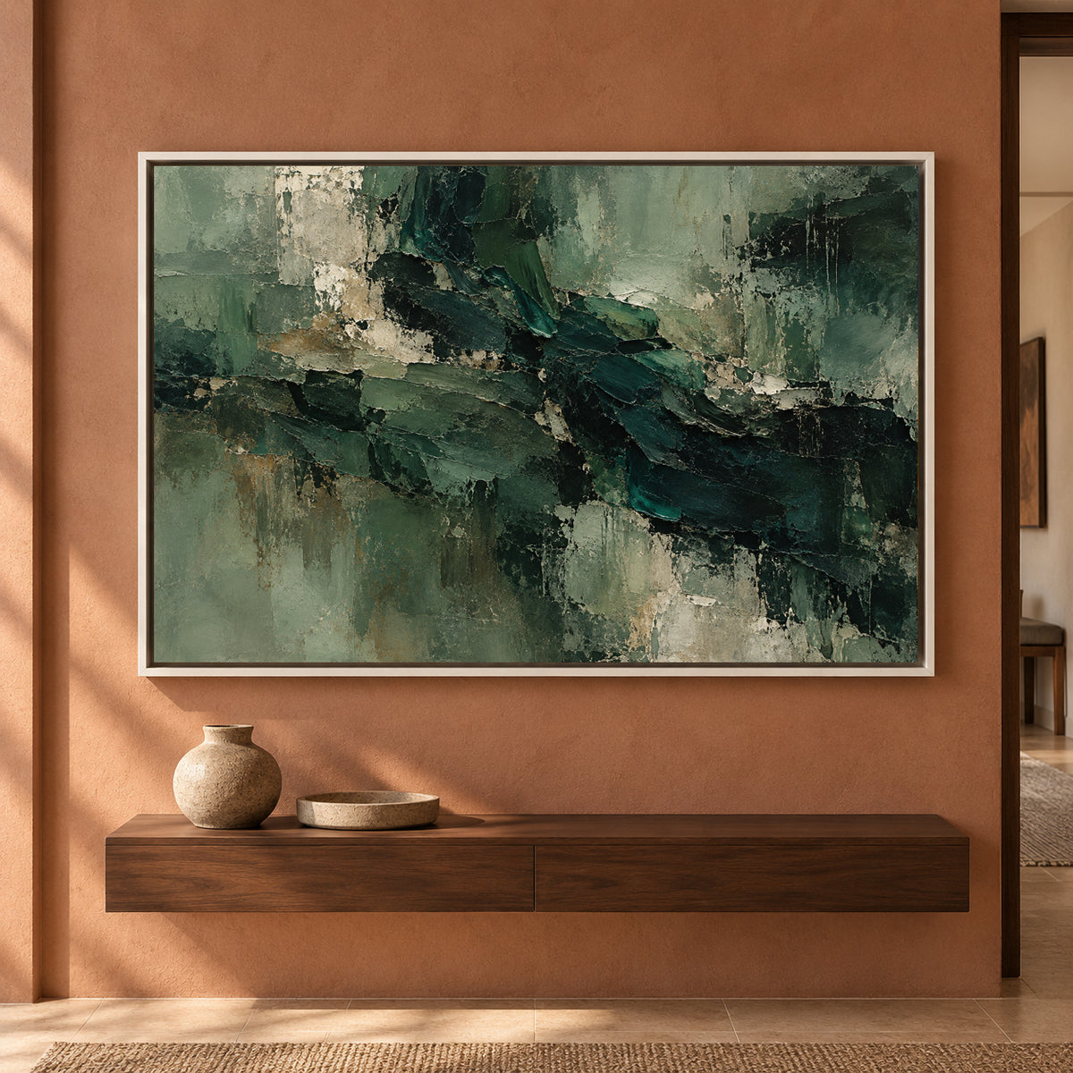 Emerald Passage Textured Abstract Canvas Art