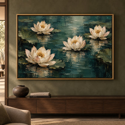 Lotus Reflections Textured Botanical Canvas Art