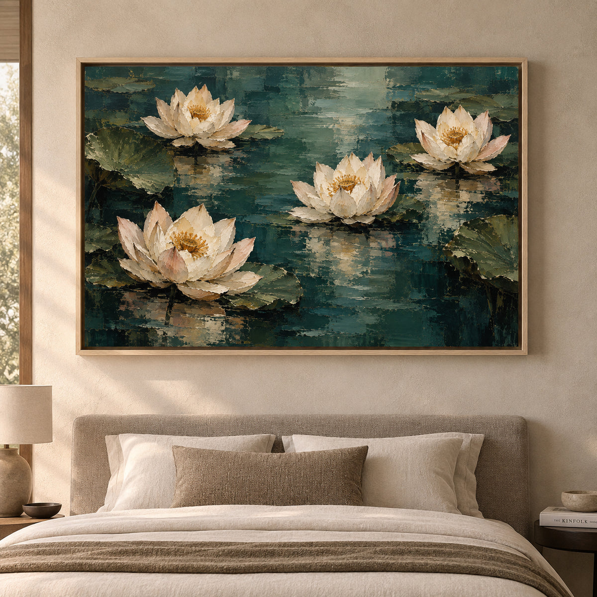 Lotus Reflections Textured Botanical Canvas Art