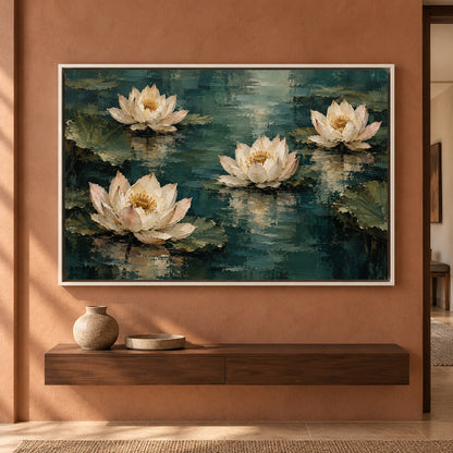 Lotus Reflections Textured Botanical Canvas Art