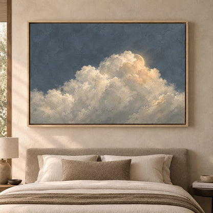 Moonlit Clouds Textured Celestial Canvas Art