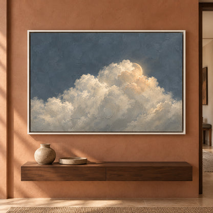 Moonlit Clouds Textured Celestial Canvas Art