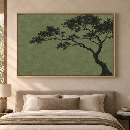 Minimal Olive Tree Silhouette Textured Canvas Art