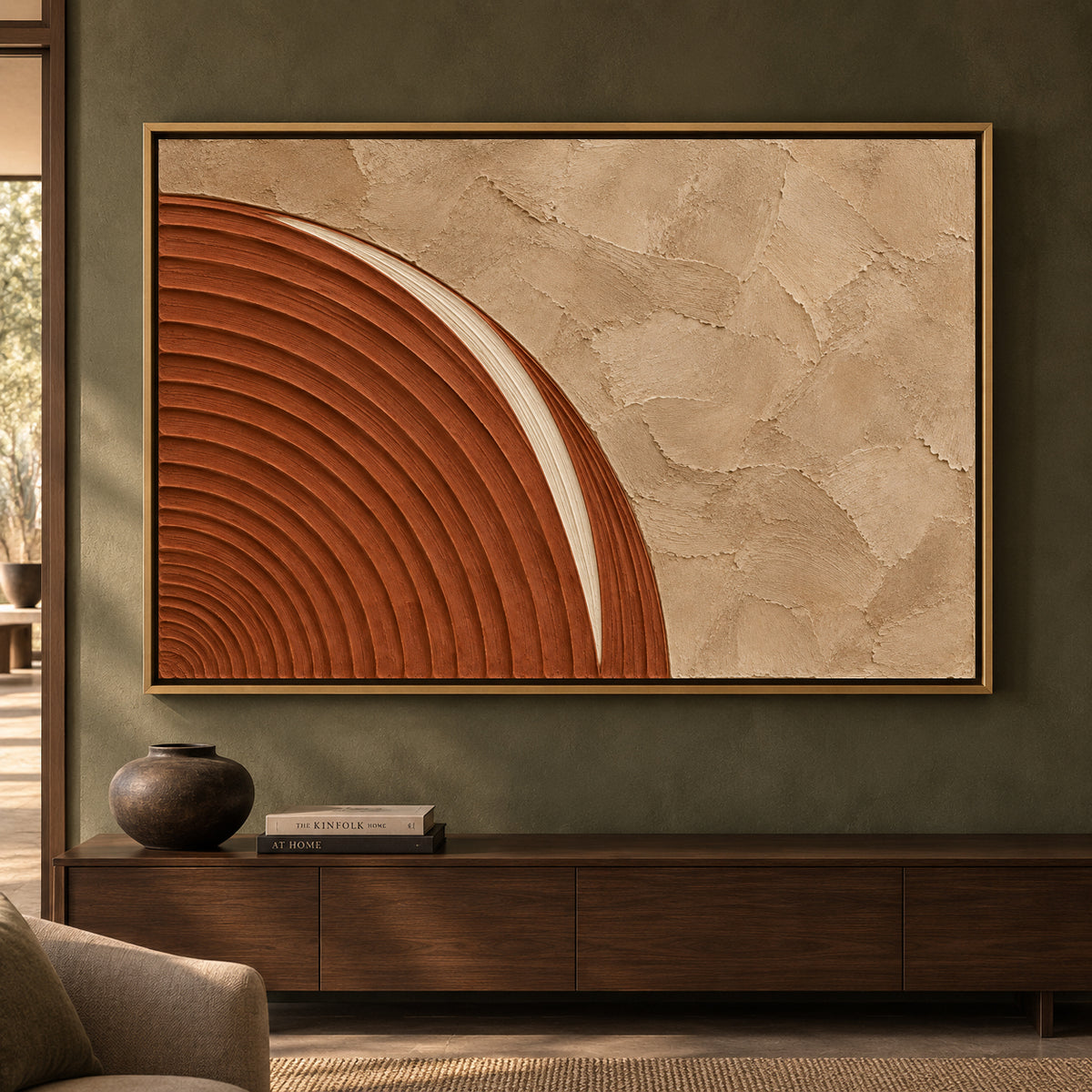 Terracotta Arch Textured Abstract Canvas Art