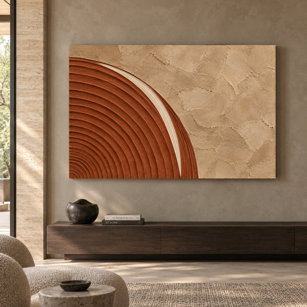 Terracotta Arch Textured Abstract Canvas Art