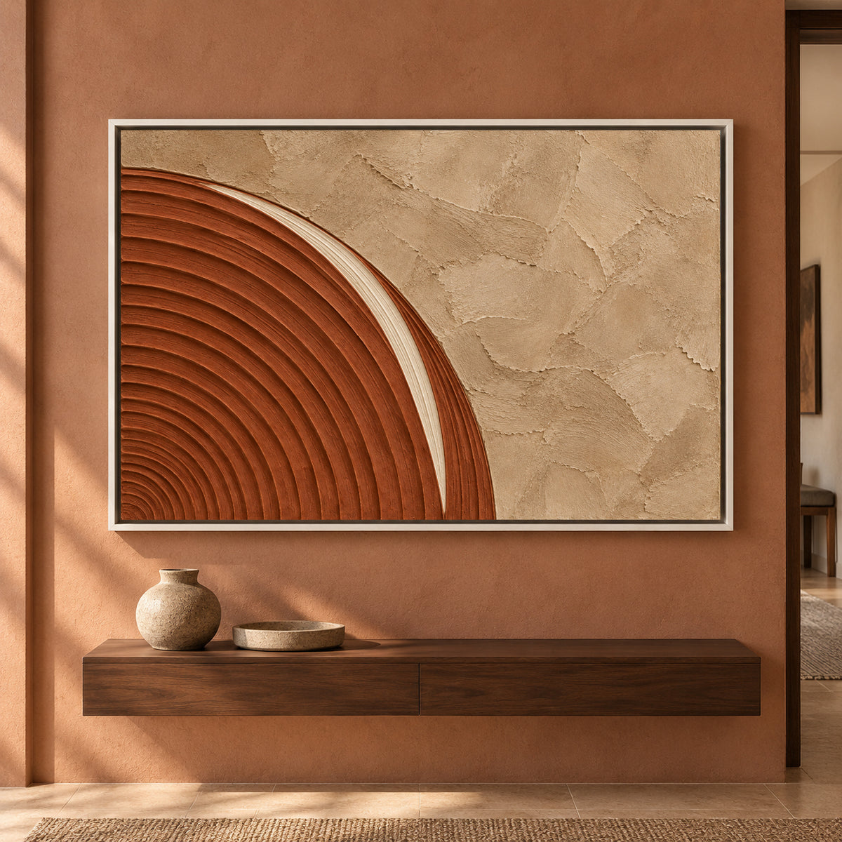 Terracotta Arch Textured Abstract Canvas Art
