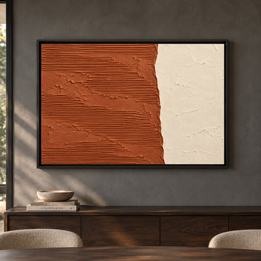 Terracotta and Ivory Minimal Textured Abstract Canvas Art