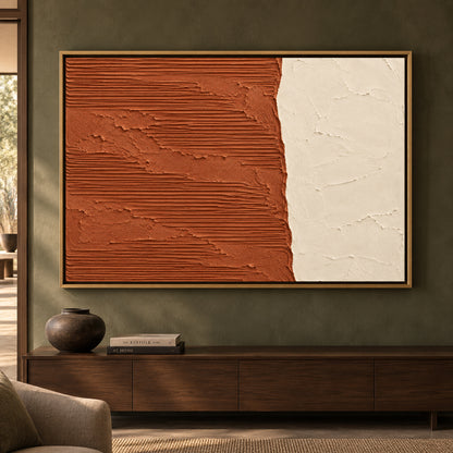 Terracotta and Ivory Minimal Textured Abstract Canvas Art