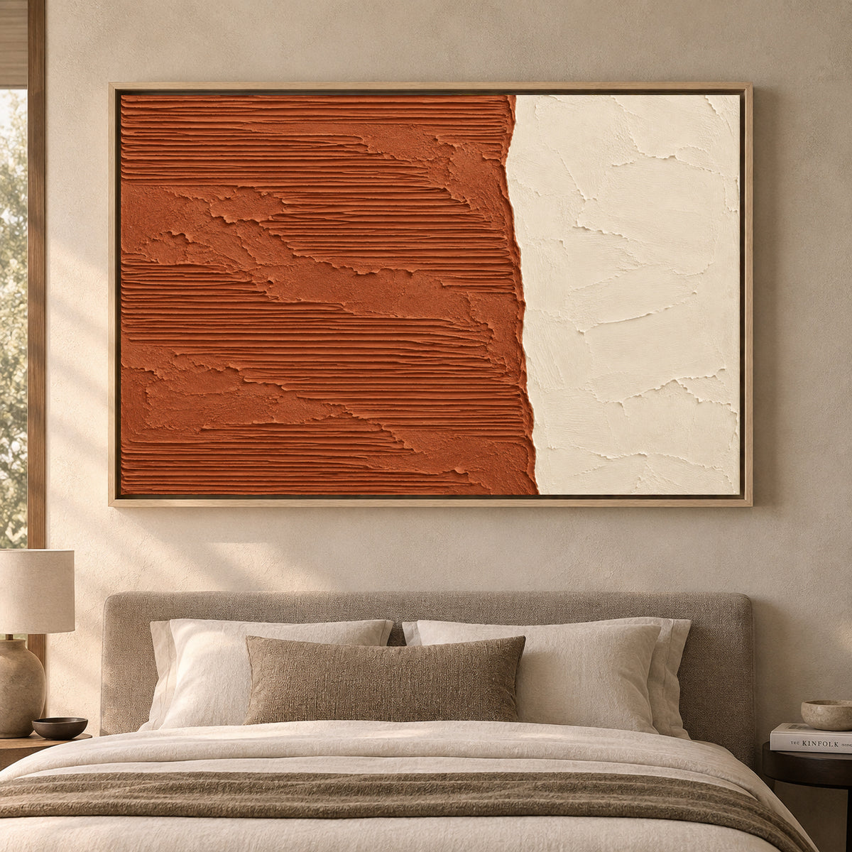Terracotta and Ivory Minimal Textured Abstract Canvas Art