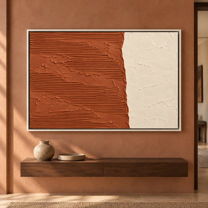 Terracotta and Ivory Minimal Textured Abstract Canvas Art