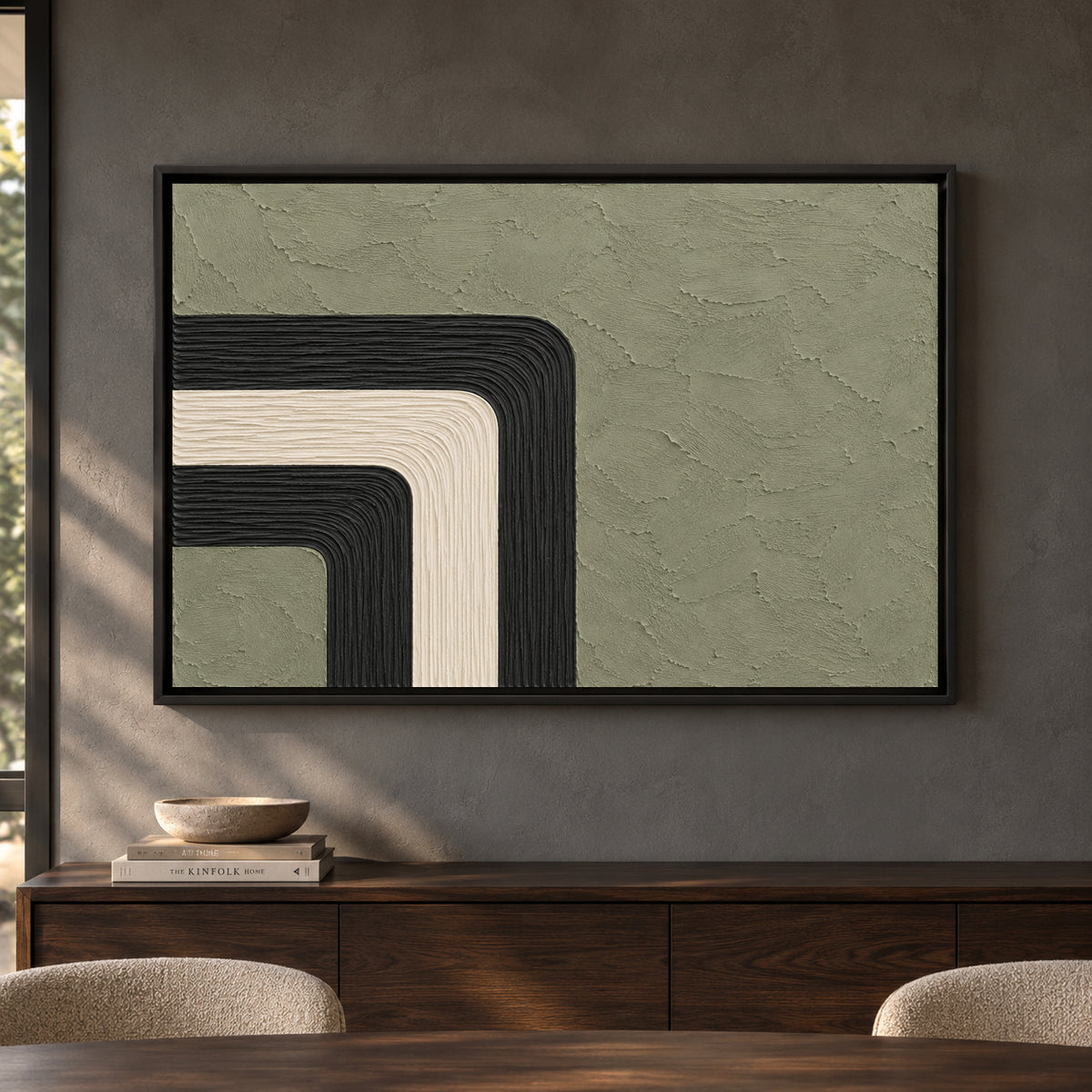 Sage Green Geometric Arch Textured Canvas Art