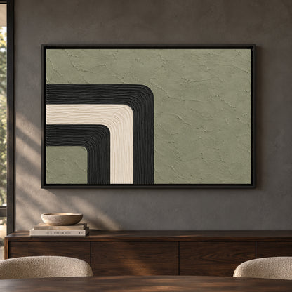 Sage Green Geometric Arch Textured Canvas Art