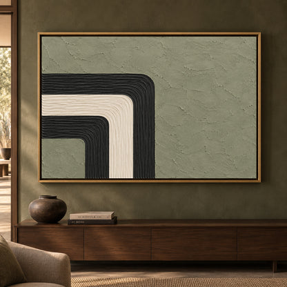 Sage Green Geometric Arch Textured Canvas Art
