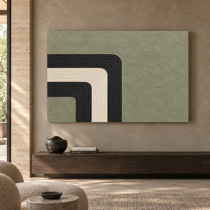 Sage Green Geometric Arch Textured Canvas Art