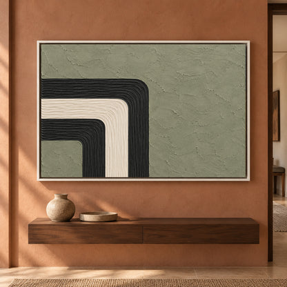 Sage Green Geometric Arch Textured Canvas Art