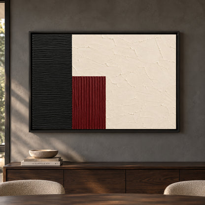 Black Arc and Ivory Sculptural Textured Canvas Art