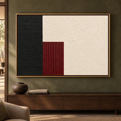 Black Arc and Ivory Sculptural Textured Canvas Art