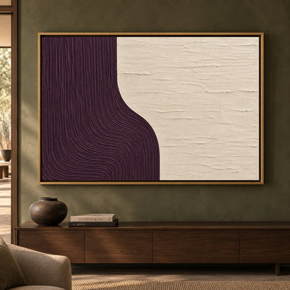 Plum Flow Sculptural Textured Abstract Canvas Art
