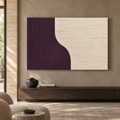 Plum Flow Sculptural Textured Abstract Canvas Art