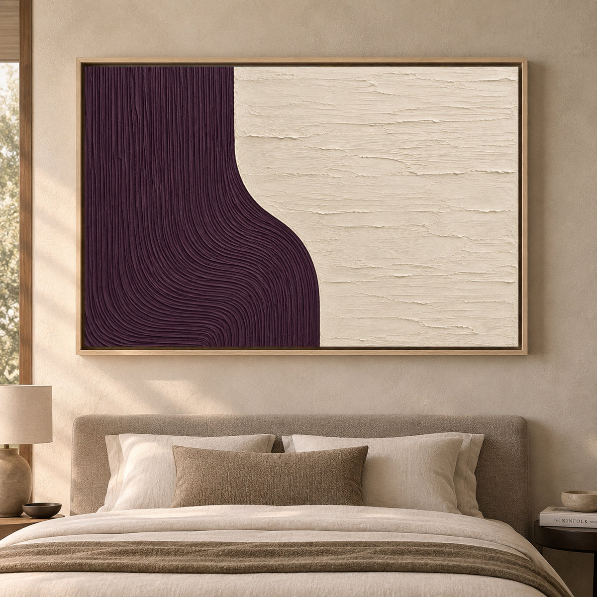 Plum Flow Sculptural Textured Abstract Canvas Art