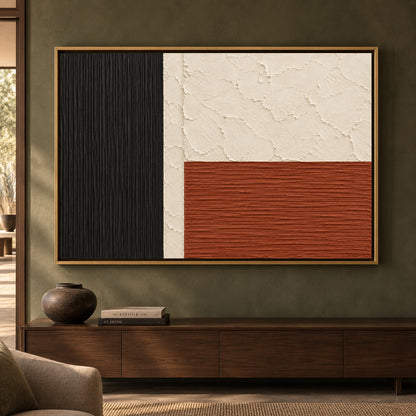 Terracotta Grid Modern Textured Abstract Canvas Art