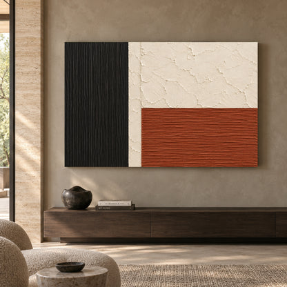 Terracotta Grid Modern Textured Abstract Canvas Art