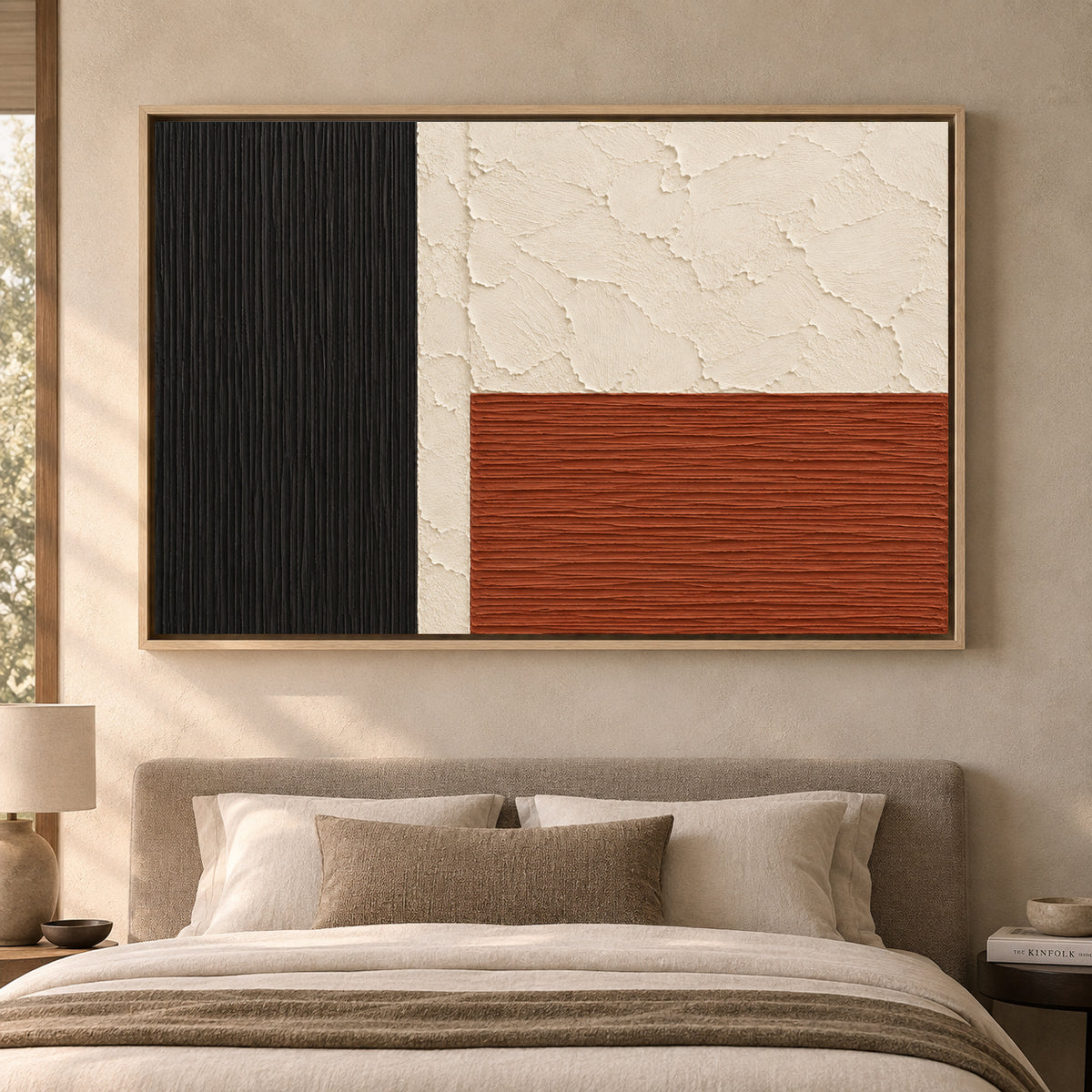 Terracotta Grid Modern Textured Abstract Canvas Art