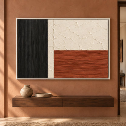 Terracotta Grid Modern Textured Abstract Canvas Art