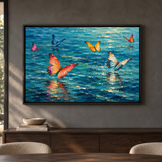 Butterflies Over Water Textured Contemporary Canvas Art