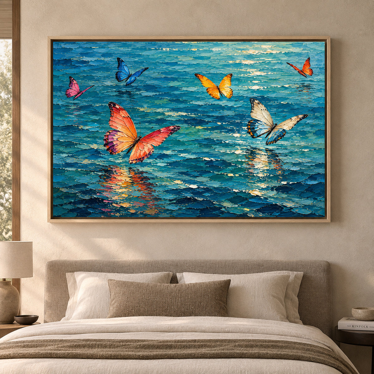 Butterflies Over Water Textured Contemporary Canvas Art