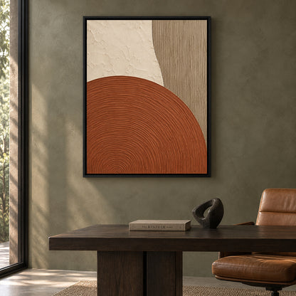 Terracotta Arch Minimal Textured Geometric Canvas Art
