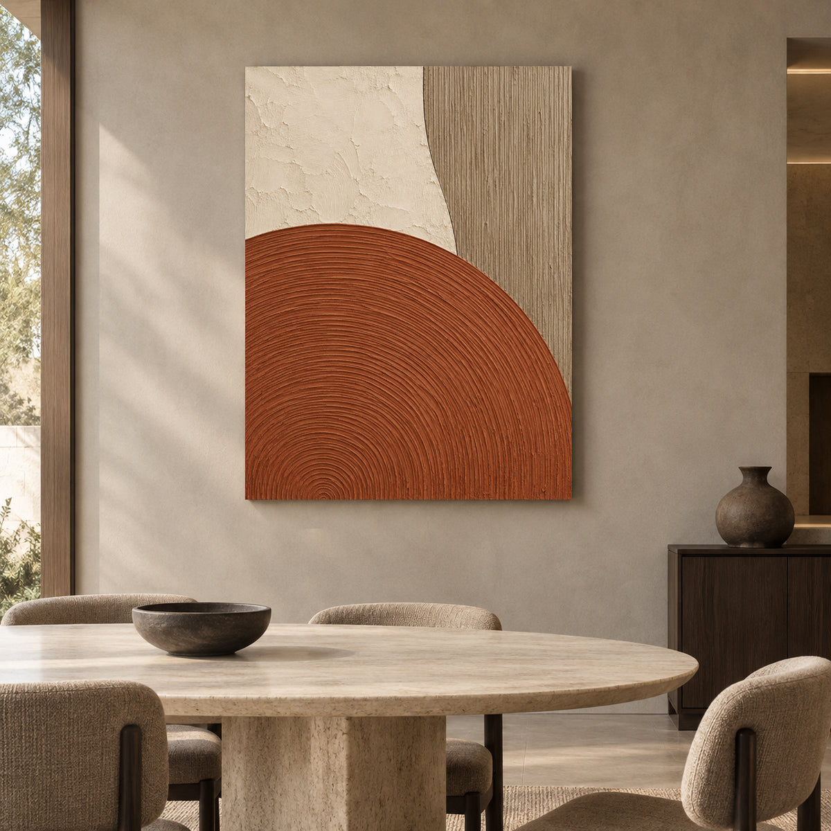 Terracotta Arch Minimal Textured Geometric Canvas Art