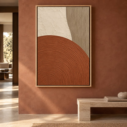 Terracotta Arch Minimal Textured Geometric Canvas Art