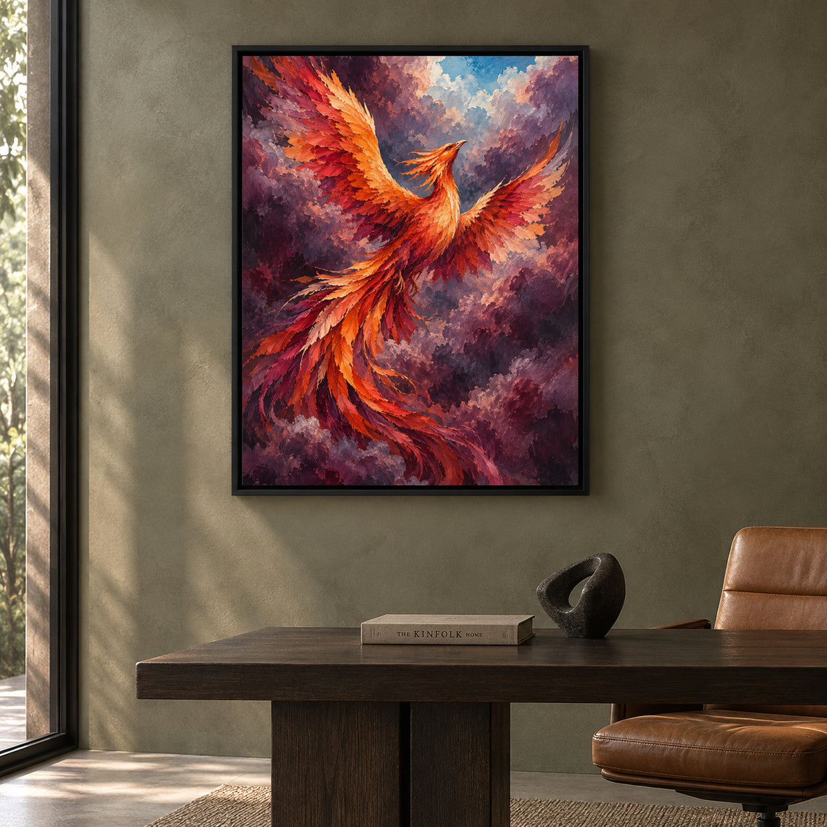 Rising Phoenix Textured Fantasy Bird Canvas Art