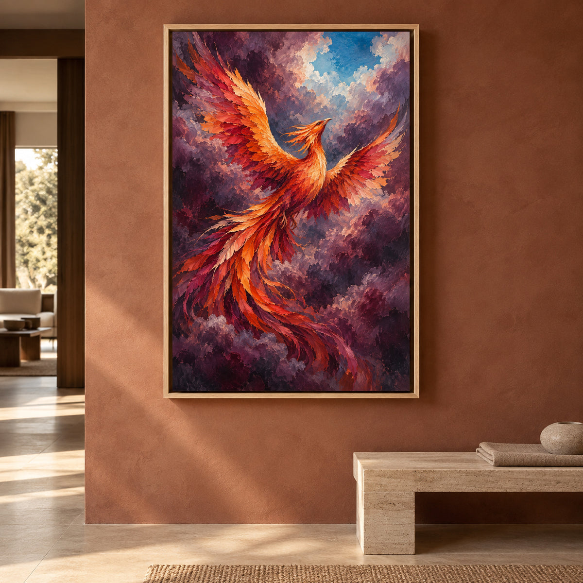 Rising Phoenix Textured Fantasy Bird Canvas Art