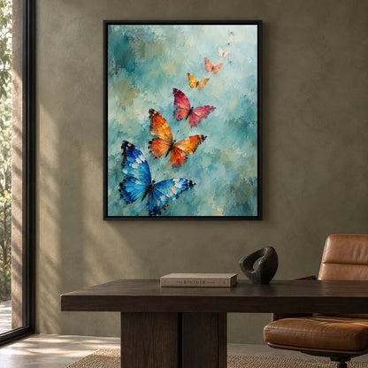 Colorful Butterflies Rising Textured Nature Canvas Art